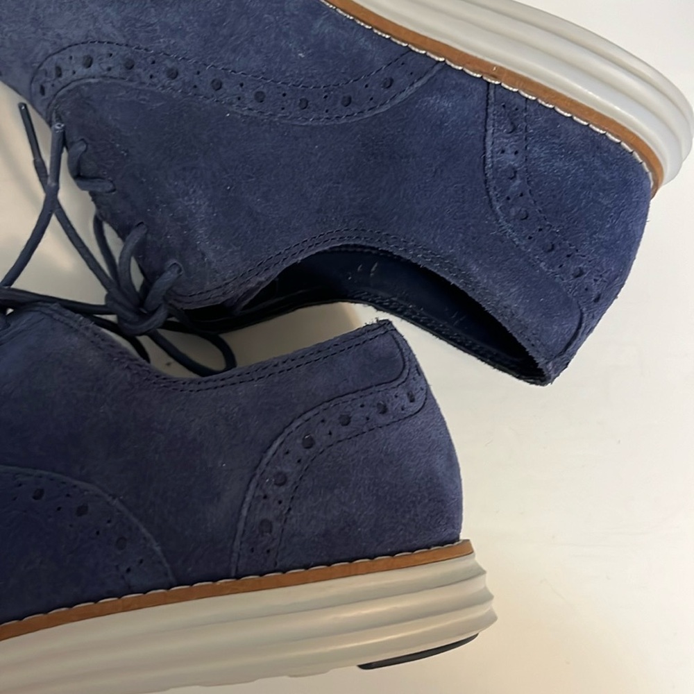 Cole Haan Grand.OS shoes woman’s 6.5 wingtoe blue oxford lace up tie suede upper - Picture 13 of 15